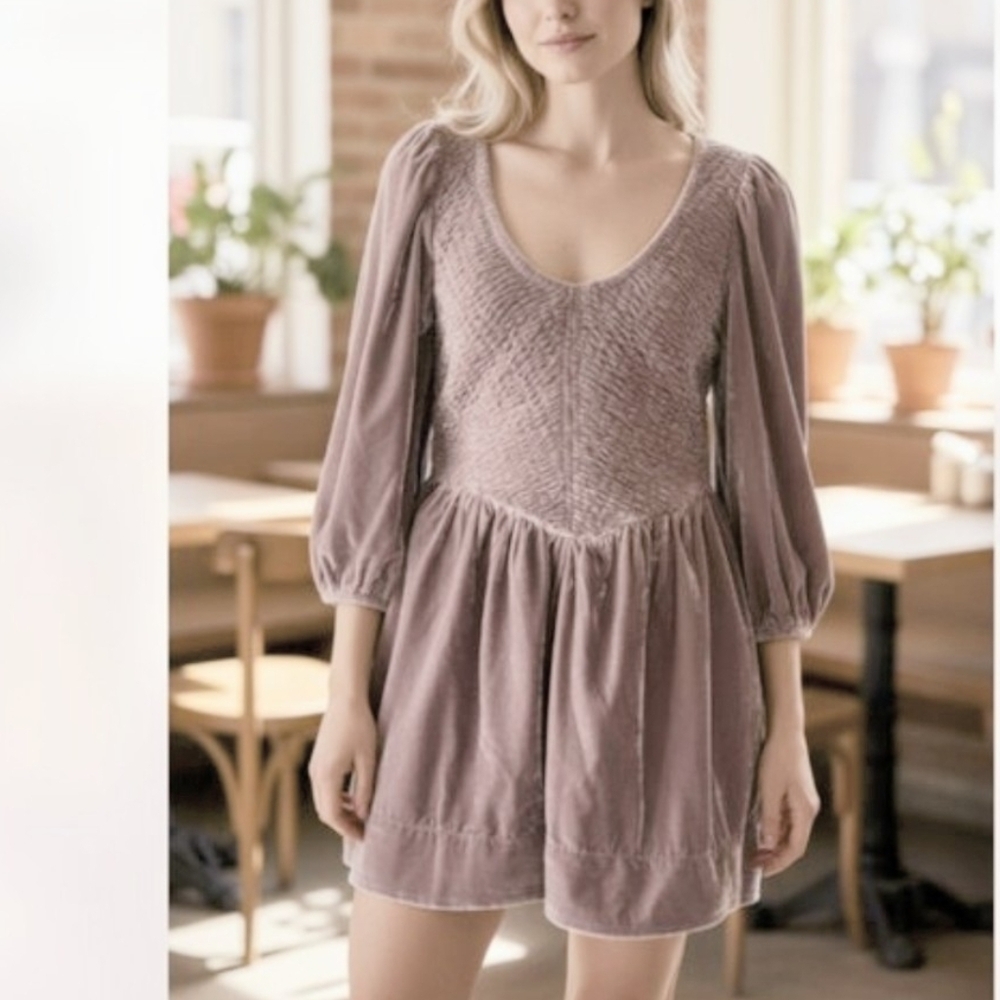 Free People NWOT Farrier Velvet Mini Dress LRG in Pale Lavender​ - Picture 12 of 12